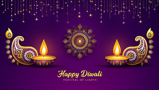 Happy diwali festival of lights greeting card