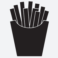 French fry silhouette vector art illustration, French fries in a white box