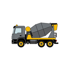 Fototapeta premium Small machinery concrete mixer truck in side view
