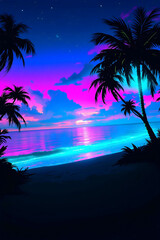 Tropical night beach landscape
