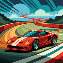 High-Speed Sports Car Racing on Track – Motion, Power, and Automotive Performance