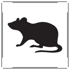 Rat silhouette vector illustration – black mouse icon isolated on white background, rodent animal shape, simple pest graphic for logo, sticker, print, or educational design

