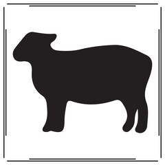 Sheep Silhouette Icon – Black Livestock Animal Graphic Isolated on White Background – Farm Animal Vector Symbol for Agriculture, Ranch, Wool Industry Design

