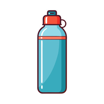 Illustration of a blue and red water bottle on a transparent background