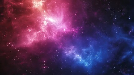 Fototapeta premium Ethereal cosmic nebula background with vibrant purple and blue hues, sparkling stars and dreamy clouds