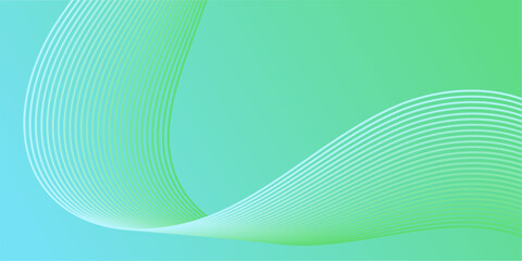 Abstract background with lines and waves. Medium banner size. Element for design isolated. Vector background for brochure, booklet, flyer, poster. Green and blue gradient