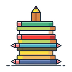 Stack of Colorful Pencils Against a transparent Background Educational and Artistic