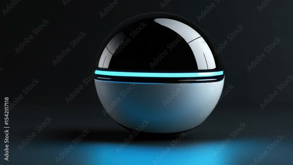 Wall mural futuristic robot design with glossy finish and vibrant blue light in a dark environment transparent 