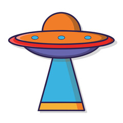 Simple Cartoon UFO with Orange Dome Illustration