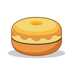 Delicious donut cartoon with a golden icing drizzle over a brown base