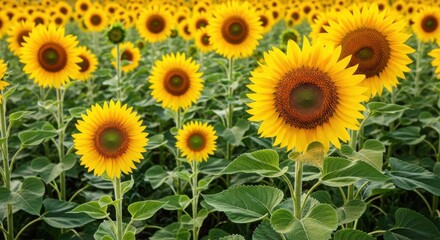 Obraz premium Field of Sunflowers Basking in the Sunlight