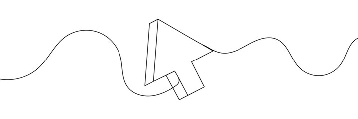 Obraz premium Continuous drawing of cursor arrow. One line icon of cursor arrow. One line drawing background. Vector illustration. Cursor arrow icon.
