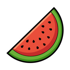 Stylized Illustration of a Watermelon Slice Against a transparent Background