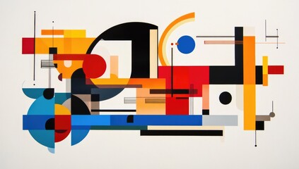 Abstract composition of geometric shapes in vibrant colors