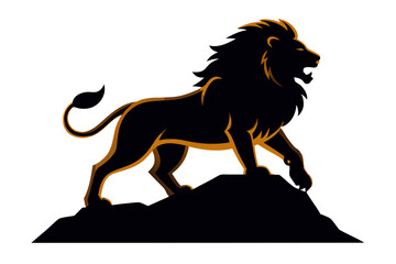 Bold Lion Design Featuring Black Body and Orange Outlines