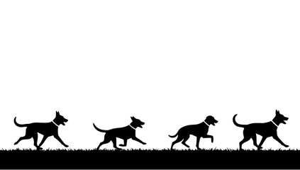 Naklejka premium Dog Action Silhouettes – Running, Jumping, Playing, Walking