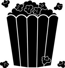 black and white drawing of a popcorn icon.eps