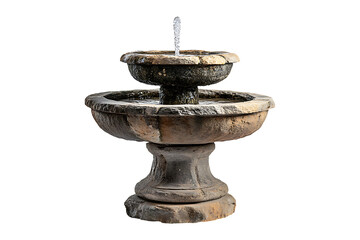 Rustic Stone Fountain With water isolated on transparent background.