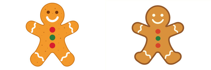 Colorful gingerbread men decorated for holiday festivities in a playful design showcasing two variations