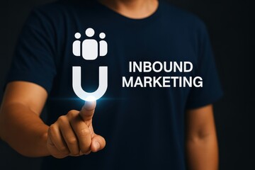 User Engaging with Inbound Marketing Concept on Dark Background