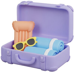 Vacation Suitcase with Pool Floats