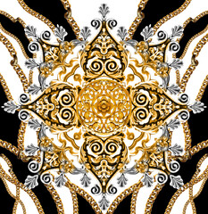 Golden baroque and  ornament elements