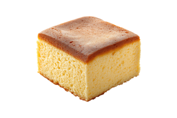 Sponge cake isolated on transparent background.
