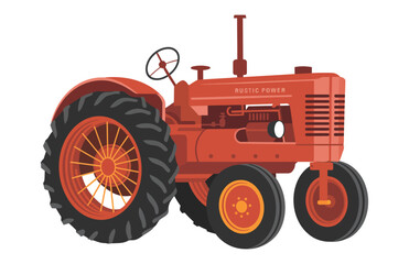 Retro Farm Tractor Vector Drawing


