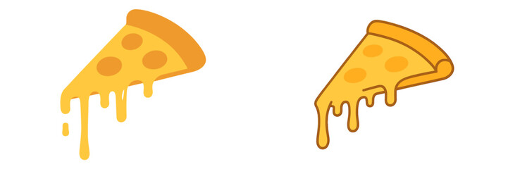 Delicious slices of cheese pizza with melted cheese on a white background