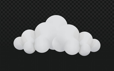 A soft, fluffy, three-dimensional white cloud with a smooth, rounded appearance, ideal for whimsical, weather, or dreamy sky-themed designs and overlays.