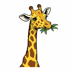 Giraffe Eating Leaves from a Branch

