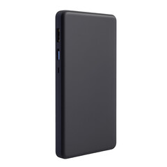 Fototapeta premium Dark gray portable power bank isolated on transparent background