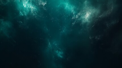Fototapeta premium Dark teal abstract background with nebula effect, cosmic dust and stardust texture