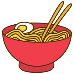 bowl of ramen noodle vector illustration