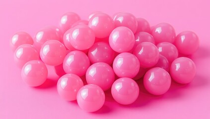 A cluster of many small, glossy, pink spheres
