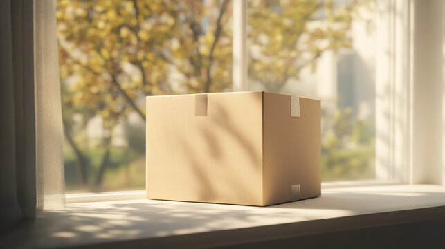 A row of blank brown paper shopping bags with handles sits on a retail store floor, providing a simple cardboard package container for business sales and gift packaging