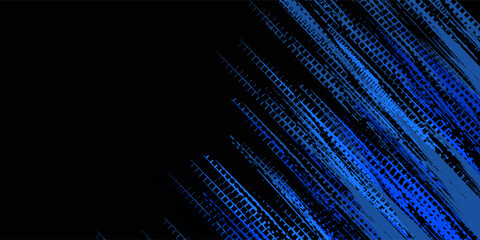 sports background, banner design in blue and black with pointed shapes and empty space. brush stroke modern grunge