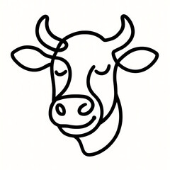 Happy Cow Line Art Illustration