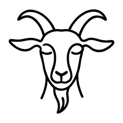 Minimalist Goat Line Drawing - Elegant Farm Animal Illustration