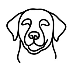 Happy Labrador Retriever Dog Outline Simple Black and White Drawing
