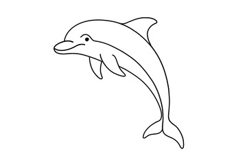 Dolphin Line Art Illustration for Kids Coloring Page