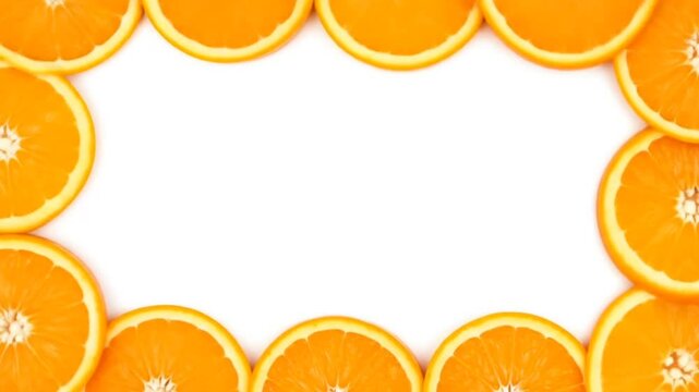 Fresh Orange Slices Border with White Space