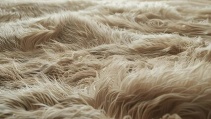An up-close view of a plush brown shaggy carpet, showcasing its soft and inviting texture.