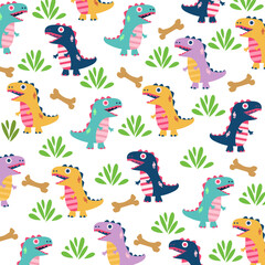 t-rex seamless pattern cute design dinosaur for kids apparel