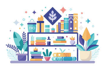 boho shelf crystals plants books