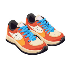 kids junior sport sneaker shoes banner for footwear, Banner showcasing colorful junior sport sneakers for kids, isolated on transparent background