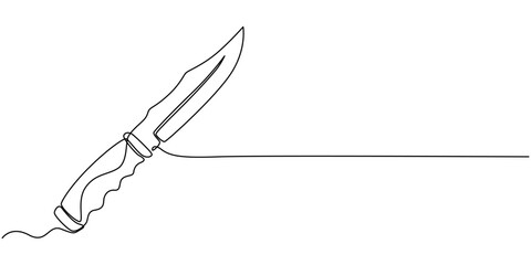 Knife hand drawn icon illustration, Knife black continuous one line drawing, Chef’s Knife continuous one line drawing minimalism design, Black knife in one line art style. Knife drawing with editable