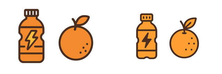 Refreshing drink options featuring orange flavors and energizing beverages in a modern graphic style