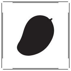 Mango Silhouette Icon – Black Tropical Fruit Vector in Minimal Style for Organic Food Art, Exotic Produce Clipart, Healthy Eating Symbol, Natural Nutrition, Summer Design

