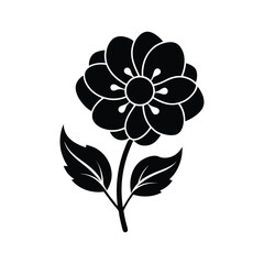 Buttercup  Flower Silhouette Icon  Vector illustration on White Background.